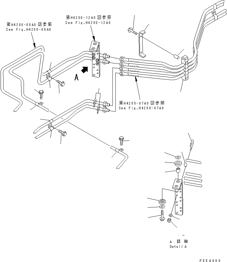Схема запчастей Komatsu WA450L-3 - ГИДРОЛИНИЯ (ЛИНИЯ КЛАПАНА PPC И КРЕПЛЕНИЕ ГЛАВНОЙ ЛИНИИ) ГИДРАВЛИКА