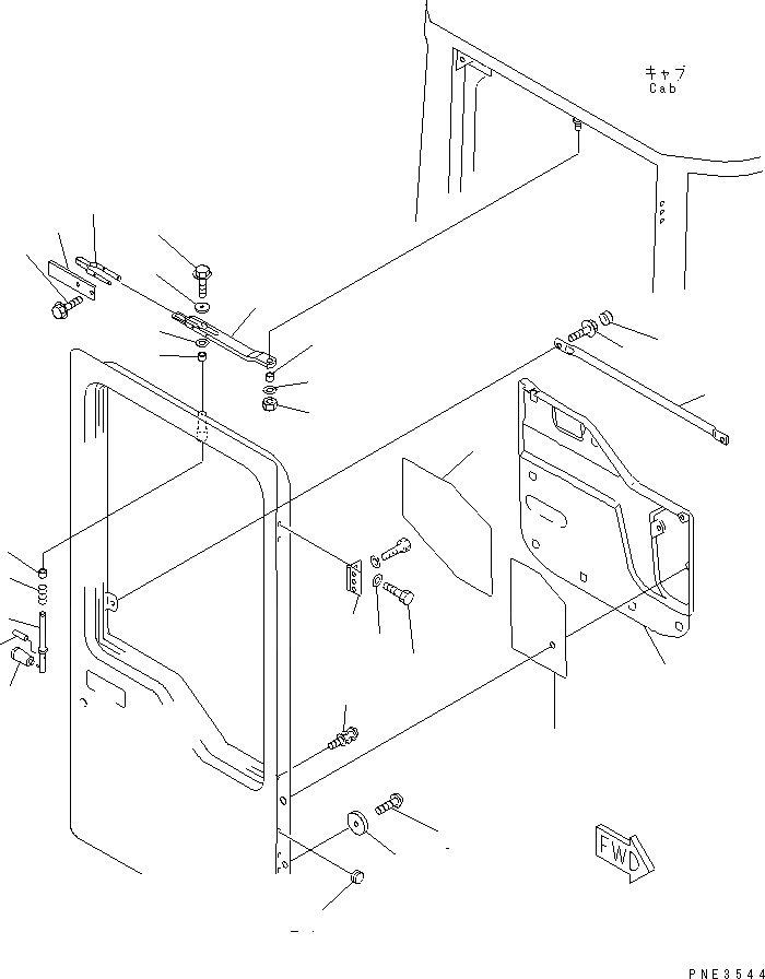 Схема запчастей Komatsu WA450L-3 - КАБИНА ROPS (ЧАСТИ ДВЕРИ¤ ПРАВ.) КАБИНА ОПЕРАТОРА И СИСТЕМА УПРАВЛЕНИЯ