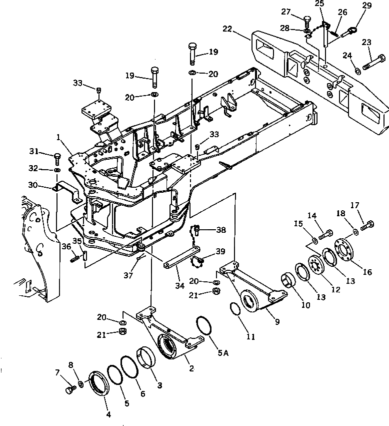 Схема запчастей Komatsu WA470-1 - ЗАДН. РАМА (СПЕЦ-Я TBG)(№-9999) СПЕЦ. APPLICATION ЧАСТИ