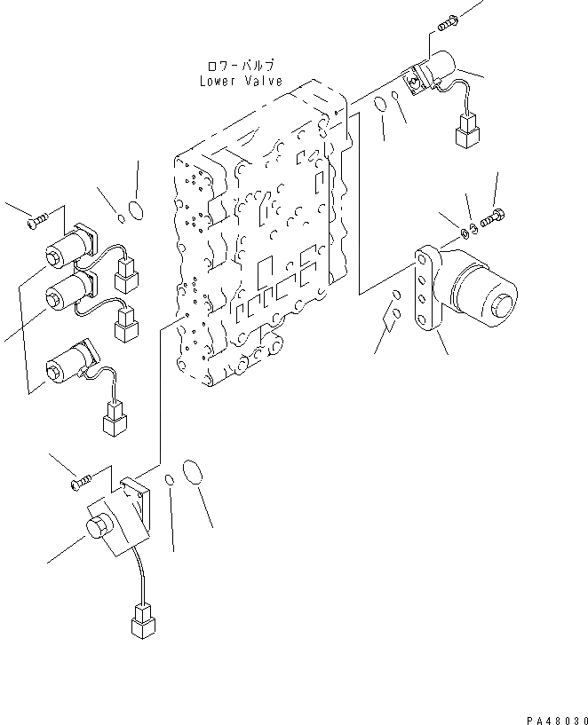 Схема запчастей Komatsu WA470-3 - КЛАПАН УПРАВЛЕНИЯ ТРАНСМИССИЕЙ (/) (СОЛЕНОИДНЫЙ КЛАПАН)(№-) СИЛОВАЯ ПЕРЕДАЧА