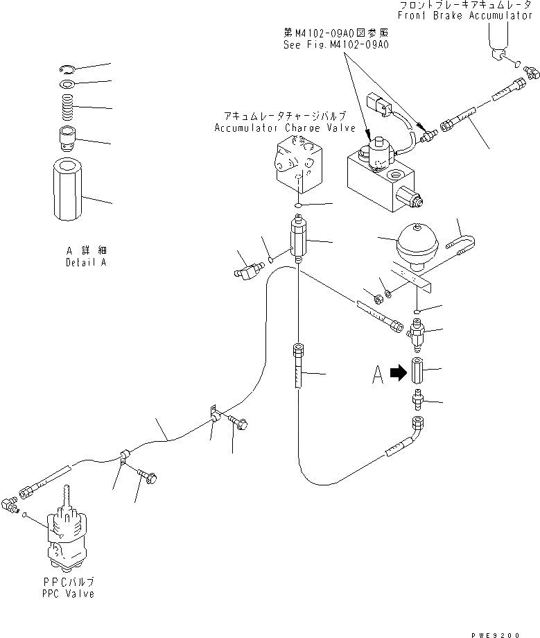 Схема запчастей Komatsu WA470-3 - ОТСЕК ДВИГАТЕЛЯ(ЛИНИЯ КЛАПАН АККУМУЛЯТОРА -PPC) ЧАСТИ КОРПУСА