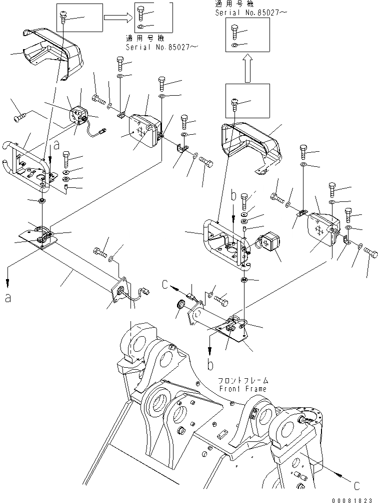 Схема запчастей Komatsu WA470-6 - ПЕРЕДН. ОСВЕЩЕНИЕ(№8-) ЭЛЕКТРИКА