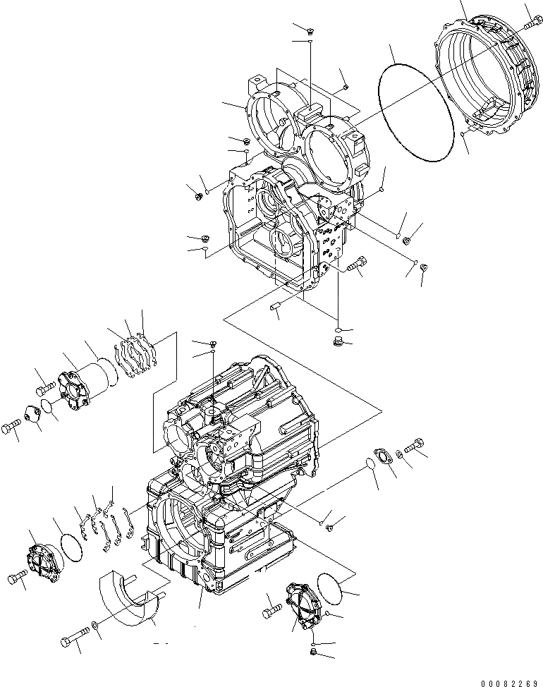 Схема запчастей Komatsu WA470-6 - ТРАНСМИССИЯ (КОРПУС ТРАНСМИССИИ)(№9-) СИЛОВАЯ ПЕРЕДАЧА