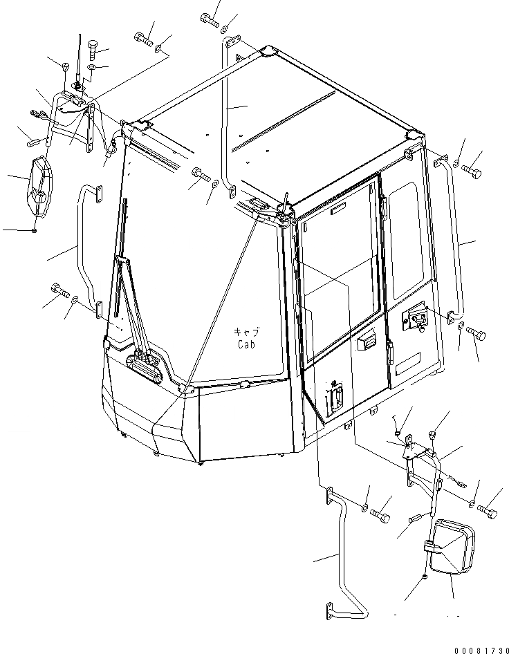 Схема запчастей Komatsu WA470-6 - MIRROR(№9-) ЧАСТИ КОРПУСА