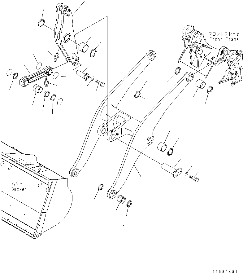 Схема запчастей Komatsu WA470-6 - РУКОЯТЬ И BELL CRANK (ДЛЯ ВЫСОК. ПОДЪЕМА РУКОЯТЬ И 2-Х СЕКЦИОНН. КЛАПАН)(№9-) РАБОЧЕЕ ОБОРУДОВАНИЕ