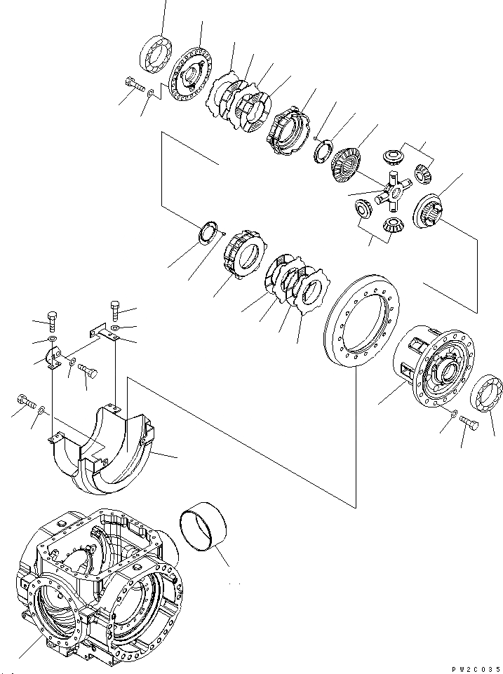 Схема запчастей Komatsu WA470-5 - ЗАДН. МОСТ (ДИФФЕРЕНЦ.¤ /) (С САМОБЛОКИР. ДИФФЕРЕНЦ.) СИЛОВАЯ ПЕРЕДАЧА
