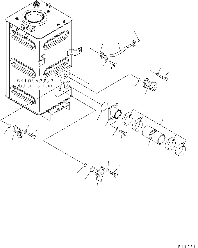 Схема запчастей Komatsu WA470-5 - ГИДР. БАК. (НИЖН. ТРУБЫ) ГИДРАВЛИКА