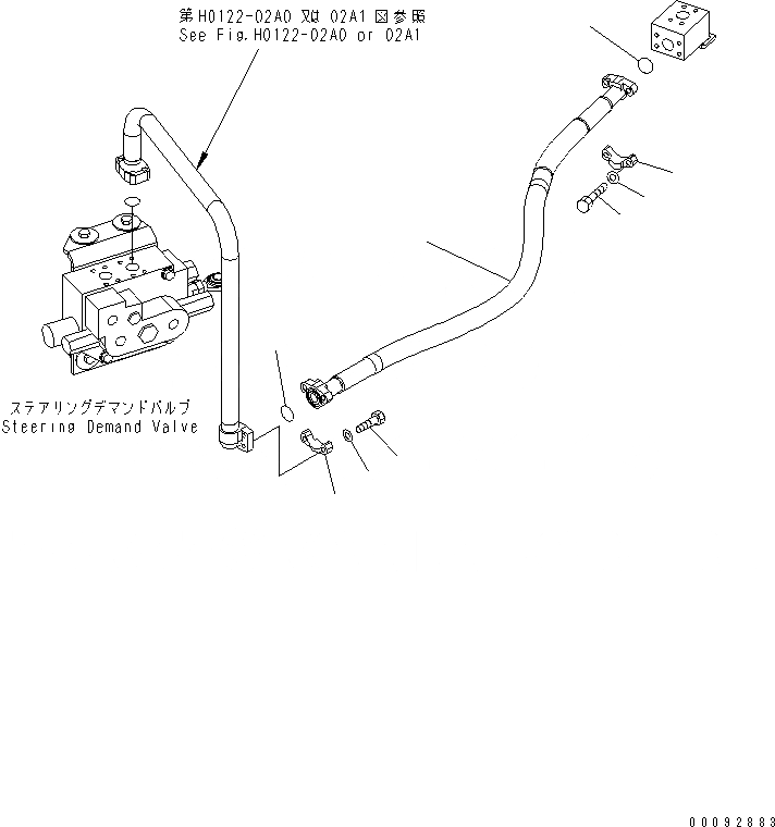 Схема запчастей Komatsu WA470-5 - ГИДРОЛИНИЯ (ПАТРУБКИ НАСОСА УПРАВЛЕНИЯ) ГИДРАВЛИКА