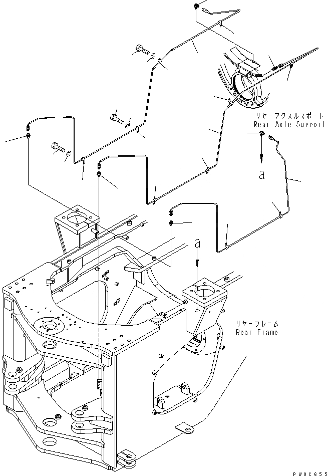 Схема запчастей Komatsu WA470-5 - УДАЛЕННАЯ СМАЗКА (ЗАДН. МОСТ СУППОРТ) ОСНОВНАЯ РАМА И ЕЕ ЧАСТИ