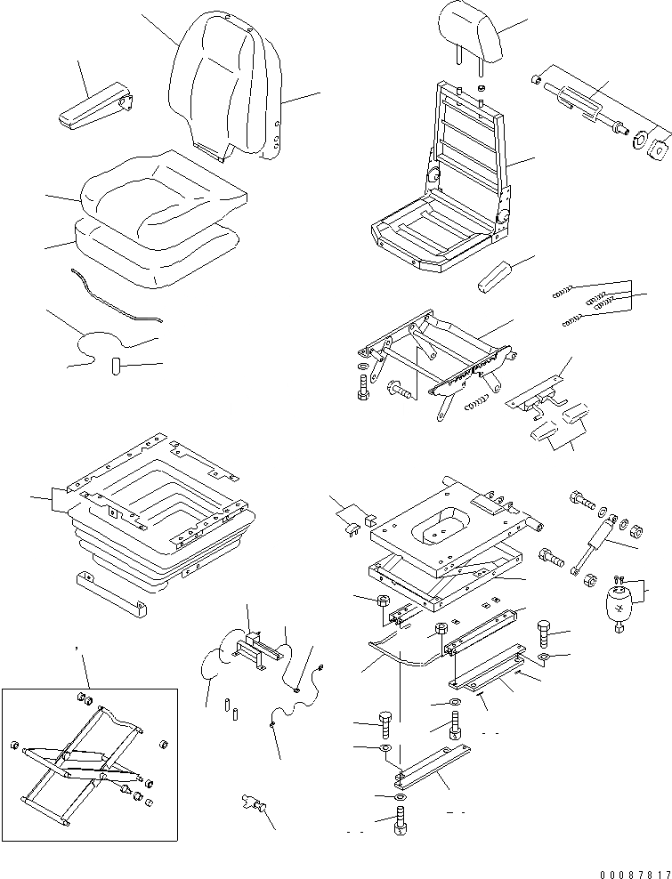Схема запчастей Komatsu WA470-5 - СИДЕНЬЕ ОПЕРАТОРА (ВОЗД. ПОДВЕСКА) (KAB) КАБИНА ОПЕРАТОРА И СИСТЕМА УПРАВЛЕНИЯ