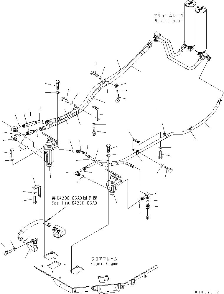Схема запчастей Komatsu WA470-5 - ОСНОВН. КОНСТРУКЦИЯ (ТОРМОЗ. ПОЛ) КАБИНА ОПЕРАТОРА И СИСТЕМА УПРАВЛЕНИЯ
