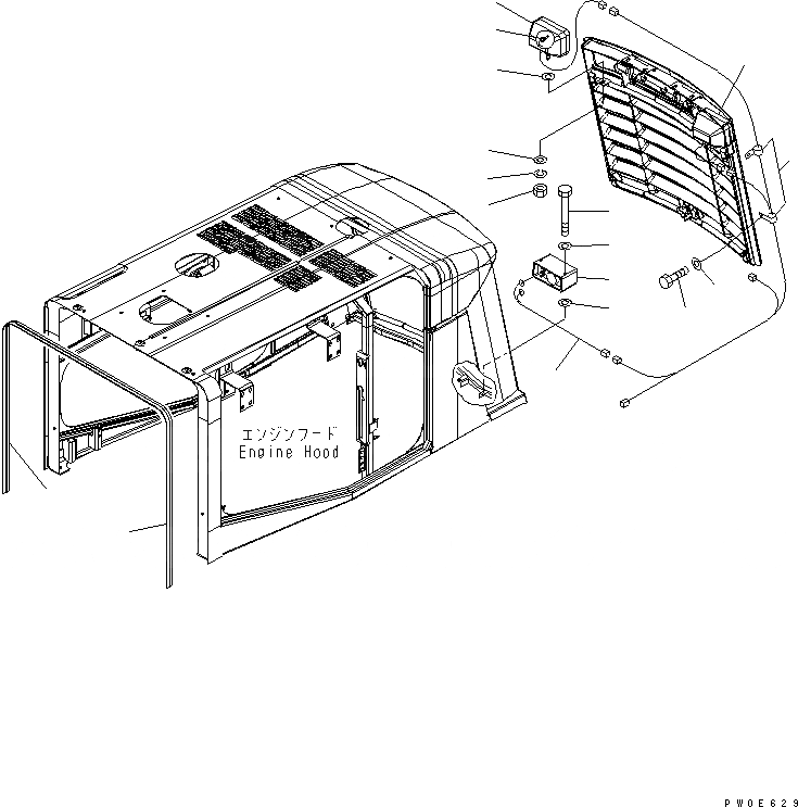 Схема запчастей Komatsu WA470-5 - КАПОТ (BACK СИГНАЛИЗ-Я И ОСВЕЩЕНИЕ) (ДЛЯ NOISE ПОНИЖАЮЩ.) ЧАСТИ КОРПУСА