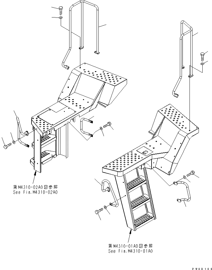 Схема запчастей Komatsu WA470-5 - HANDRAIL ЧАСТИ КОРПУСА