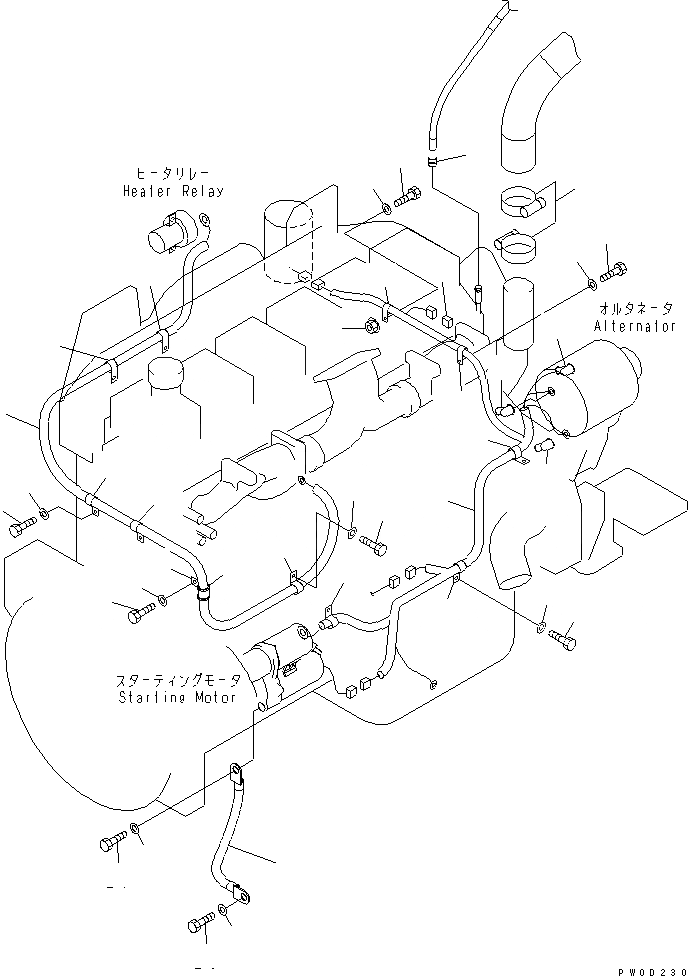 Схема запчастей Komatsu WA470-5 - ДВИГАТЕЛЬ REALTED ЧАСТИ (ШЛАНГИ И ПРОВОДКА) КОМПОНЕНТЫ ДВИГАТЕЛЯ