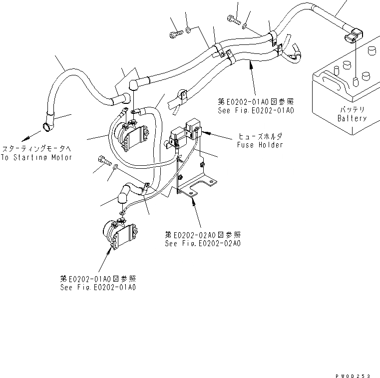 Схема запчастей Komatsu WA470-5 - ПРОВОДКА (WIRE) ЭЛЕКТРИКА