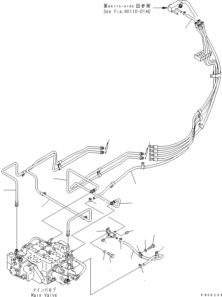 Схема запчастей Komatsu WA470-5 - ГИДРОЛИНИЯ (P.P.C ТРУБЫ) ГИДРАВЛИКА