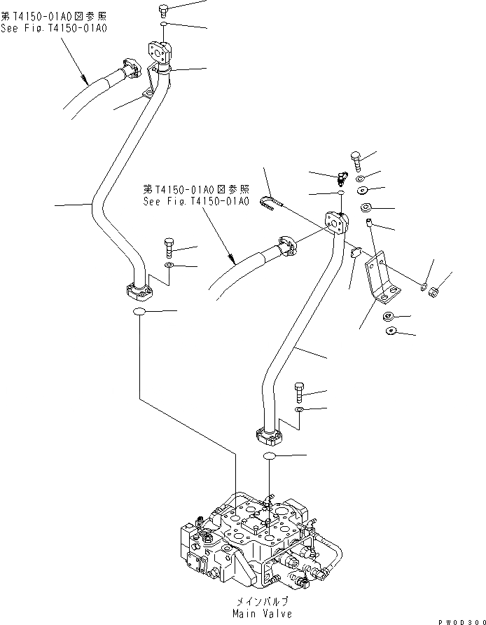 Схема запчастей Komatsu WA470-5 - ГИДРОЛИНИЯ (ЛИНИЯ ГИДРОЦИЛИНДРА КОВША) ГИДРАВЛИКА