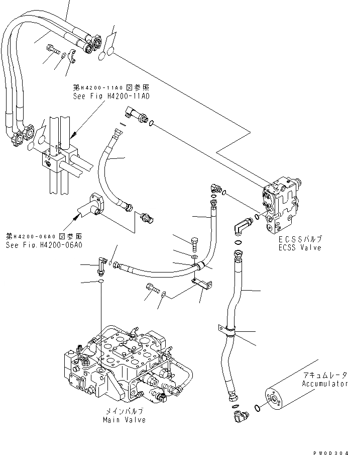 Схема запчастей Komatsu WA470-5 - ГИДРОЛИНИЯ (ЛИНИЯ ECSS) ГИДРАВЛИКА