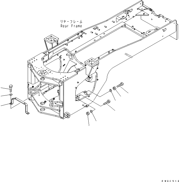 Схема запчастей Komatsu WA470-5 - ЗАДН. РАМА ОСНОВНАЯ РАМА И ЕЕ ЧАСТИ