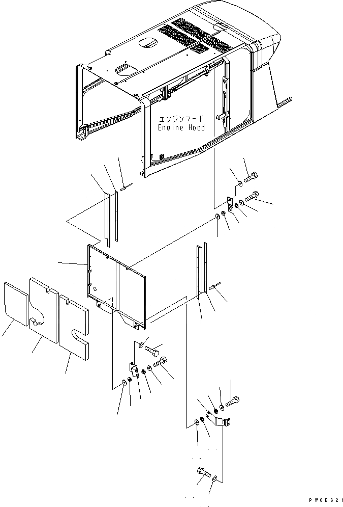 Схема запчастей Komatsu WA470-5 - КАПОТ (BUFFLE И ЩИТКИ) (ШУМОПОДАВЛ. СПЕЦ-Я) ЧАСТИ КОРПУСА