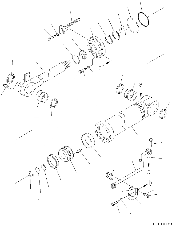 Схема запчастей Komatsu WA470-5 - БОЛЬШ. ЦИЛИНДР КОВША (ВНУТР. ЧАСТИ) ОСНОВН. КОМПОНЕНТЫ И РЕМКОМПЛЕКТЫ