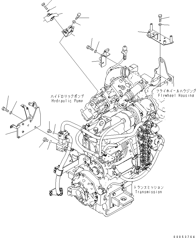 Схема запчастей Komatsu WA470-6 - ГИДР. НАСОС. (КОРПУС) (ДЛЯ ЭКСТРЕННОГО УПРАВЛЕНИЯ LESS)(№8-9) ГИДРАВЛИКА