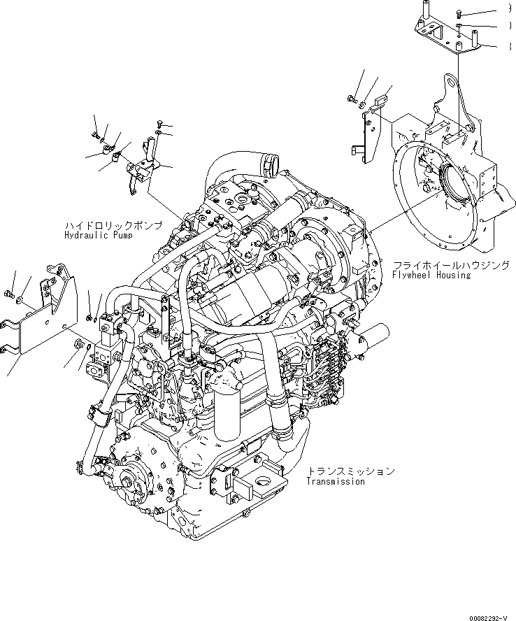 Схема запчастей Komatsu WA470-6 - ГИДР. НАСОС. (КОРПУС) (ДЛЯ ЭКСТРЕННОГО УПРАВЛЕНИЯ LESS)(№9-) ГИДРАВЛИКА