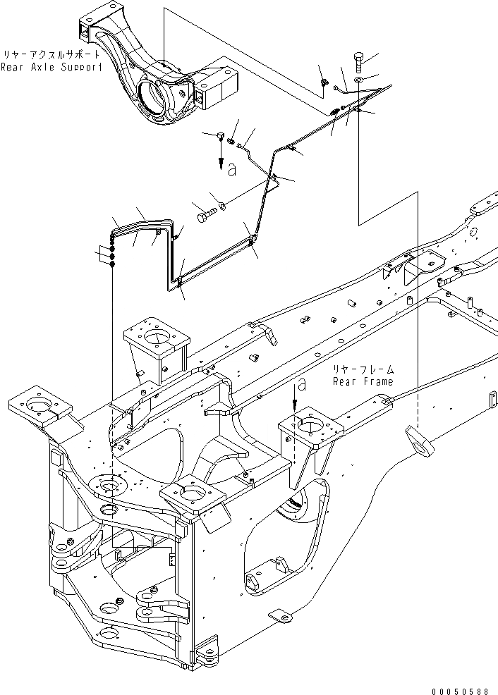 Схема запчастей Komatsu WA470-6 - УДАЛЕННАЯ СМАЗКА (ЗАДН. МОСТ СУППОРТ)(№8-) ОСНОВНАЯ РАМА И ЕЕ ЧАСТИ