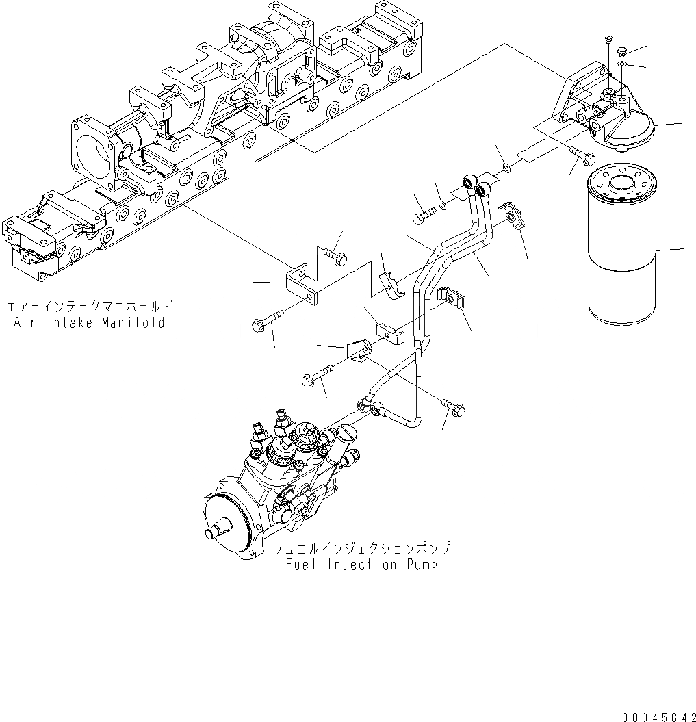 Схема запчастей Komatsu WA470-6 LC - ТОПЛИВН. ФИЛЬТР. И ТРУБЫ (РЕЗЬБА -/8) AA ДВИГАТЕЛЬ
