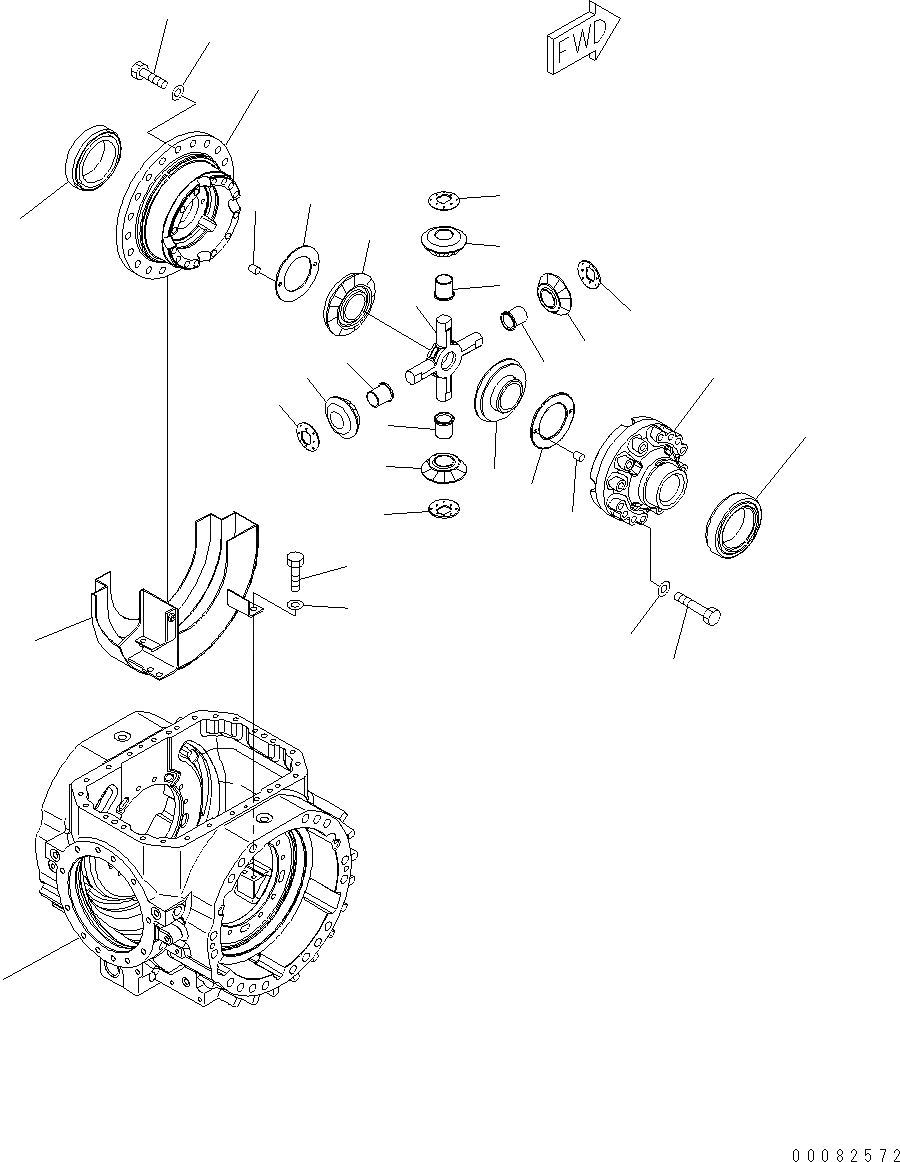 Схема запчастей Komatsu WA470-6 LC - ПЕРЕДНИЙ МОСТ (ДИФФЕРЕНЦ., /) F ТРАНСМИССИЯ