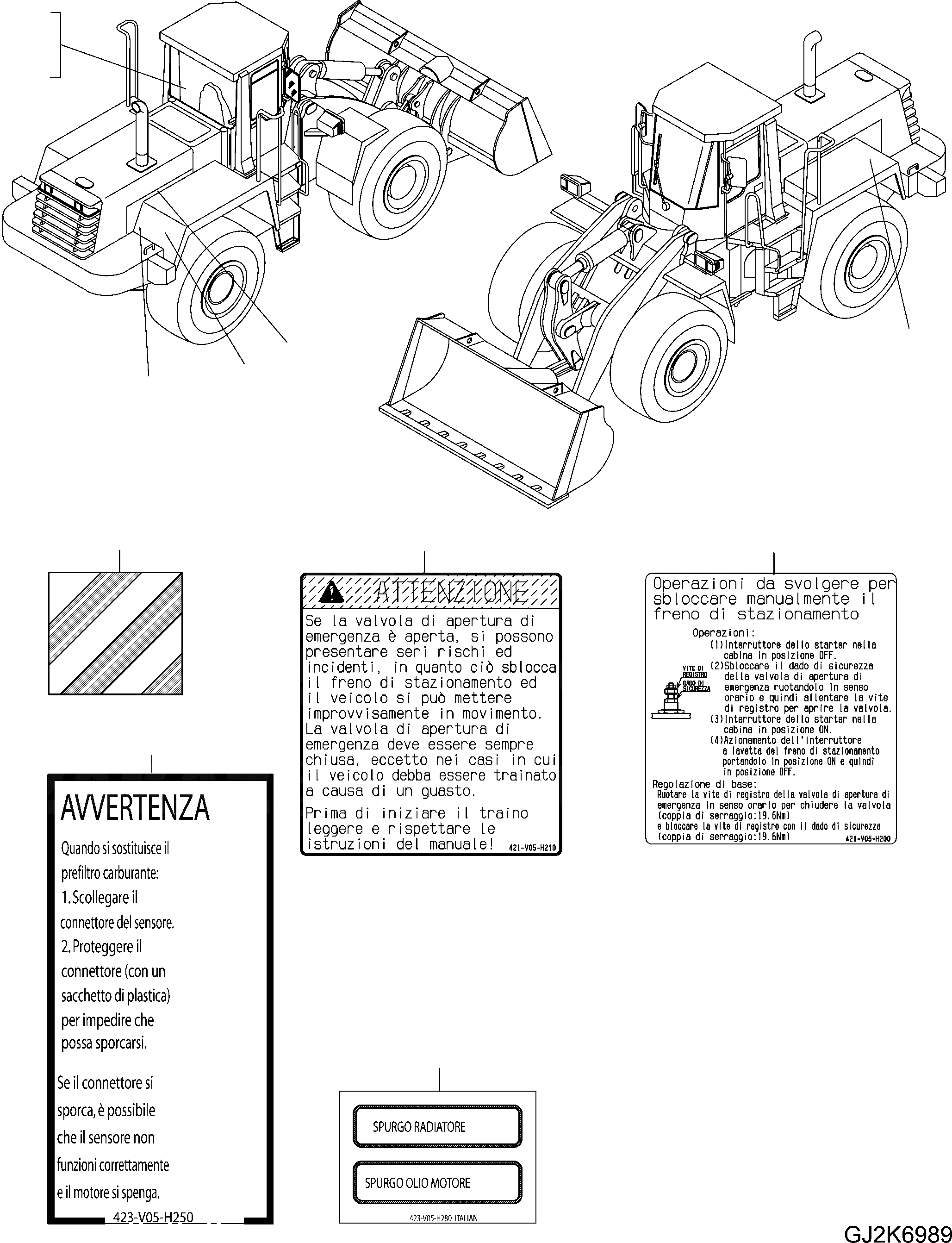 Схема запчастей Komatsu WA470-6 LC - ТАБЛИЧКИ (ИТАЛИЯ) U МАРКИРОВКА