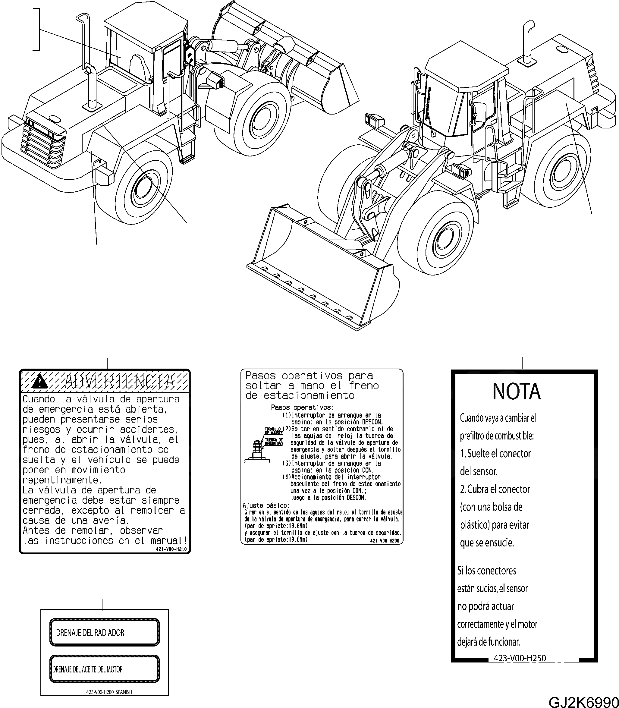 Схема запчастей Komatsu WA470-6 LC - ТАБЛИЧКИ (ИСПАНИЯ) U МАРКИРОВКА