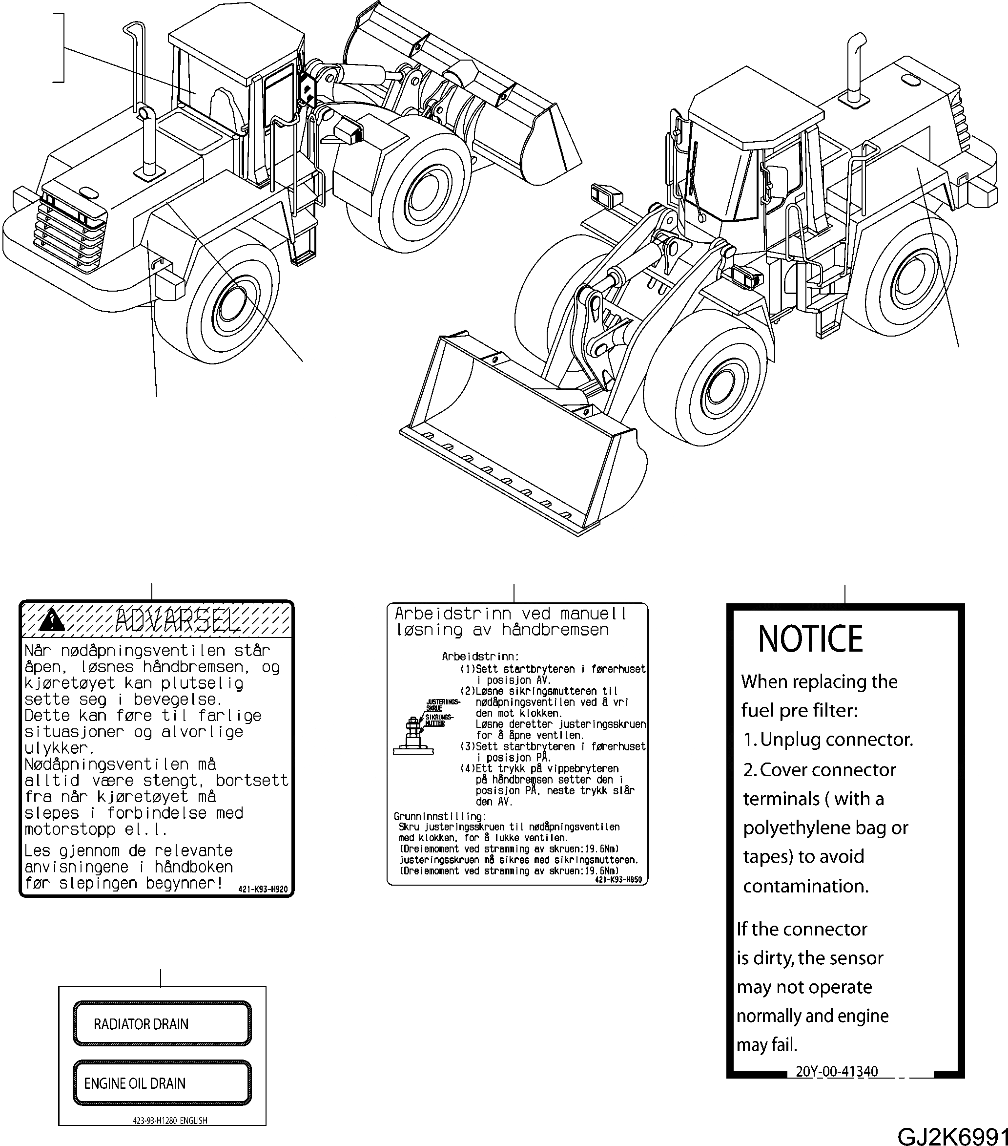 Схема запчастей Komatsu WA470-6 LC - ТАБЛИЧКИ (NORWEGIAN) U МАРКИРОВКА