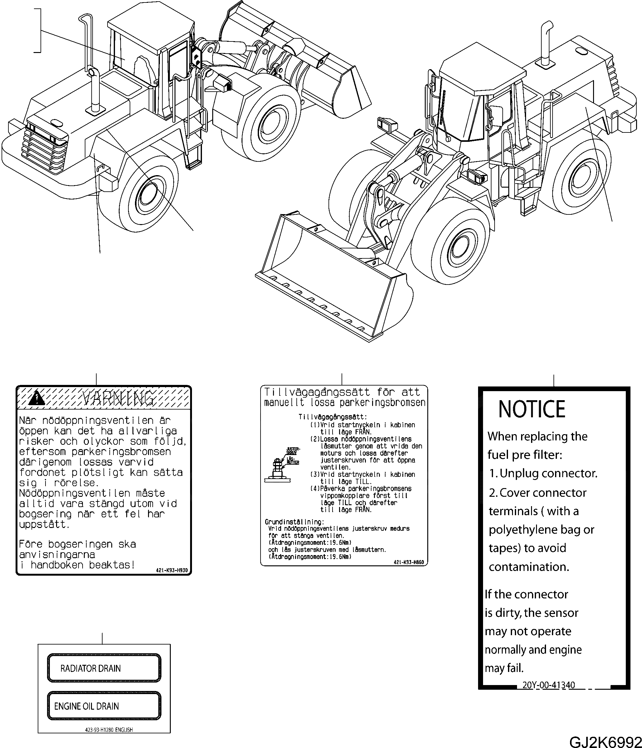 Схема запчастей Komatsu WA470-6 LC - ТАБЛИЧКИ (SWEDISH) U МАРКИРОВКА