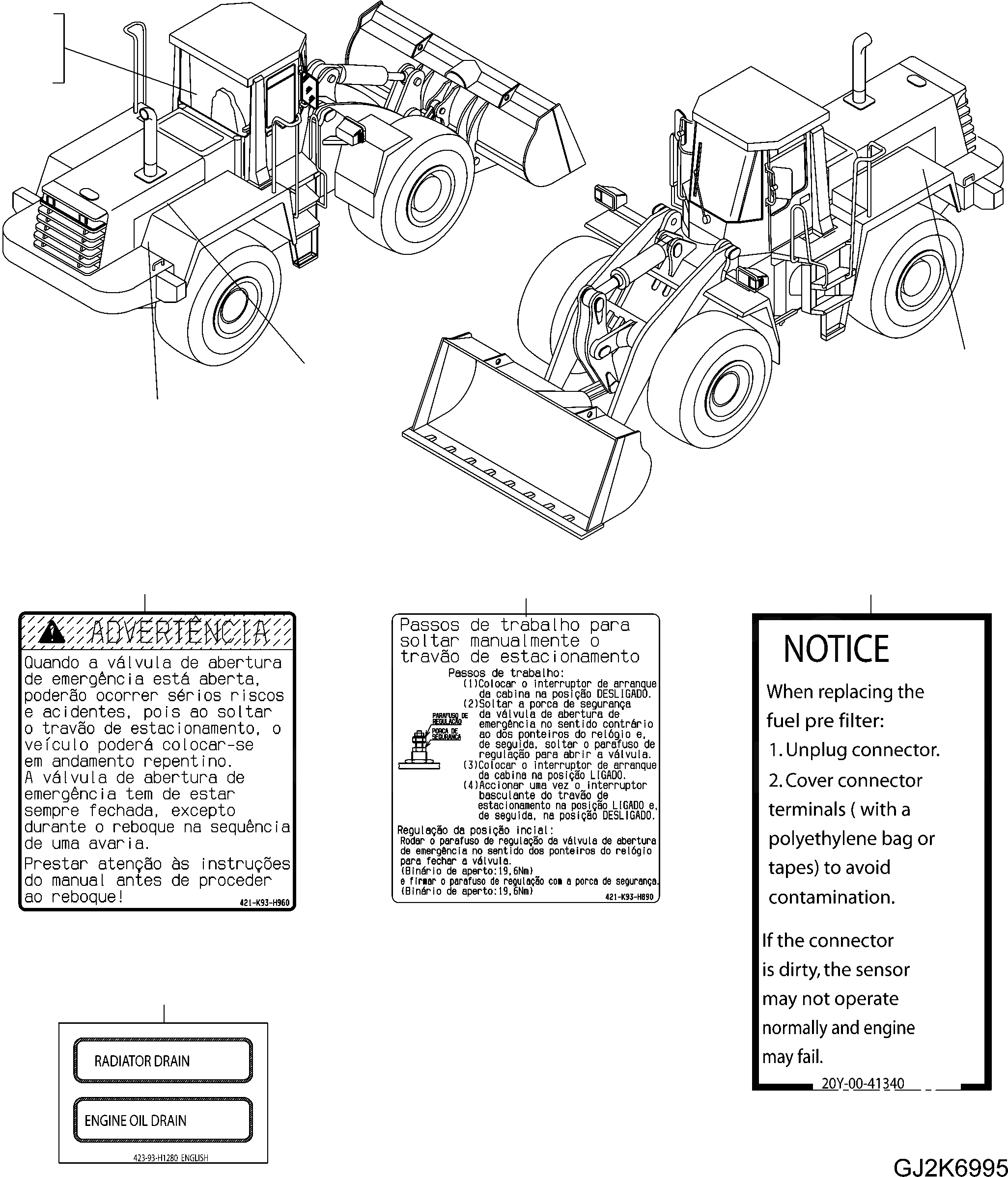 Схема запчастей Komatsu WA470-6 LC - ТАБЛИЧКИ (ПОРТУГАЛ.) U МАРКИРОВКА