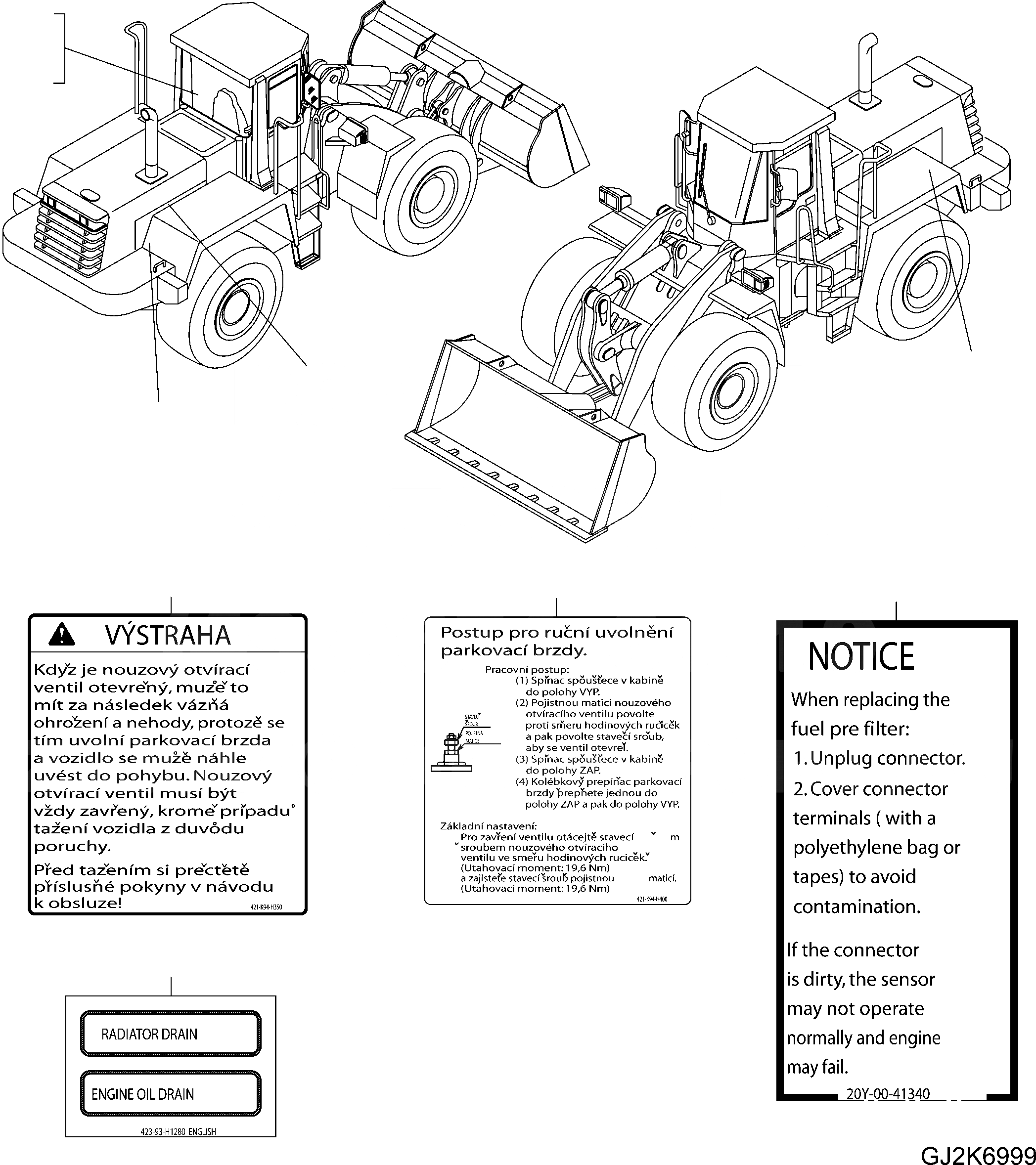 Схема запчастей Komatsu WA470-6 LC - ТАБЛИЧКИ (CZECH) U МАРКИРОВКА