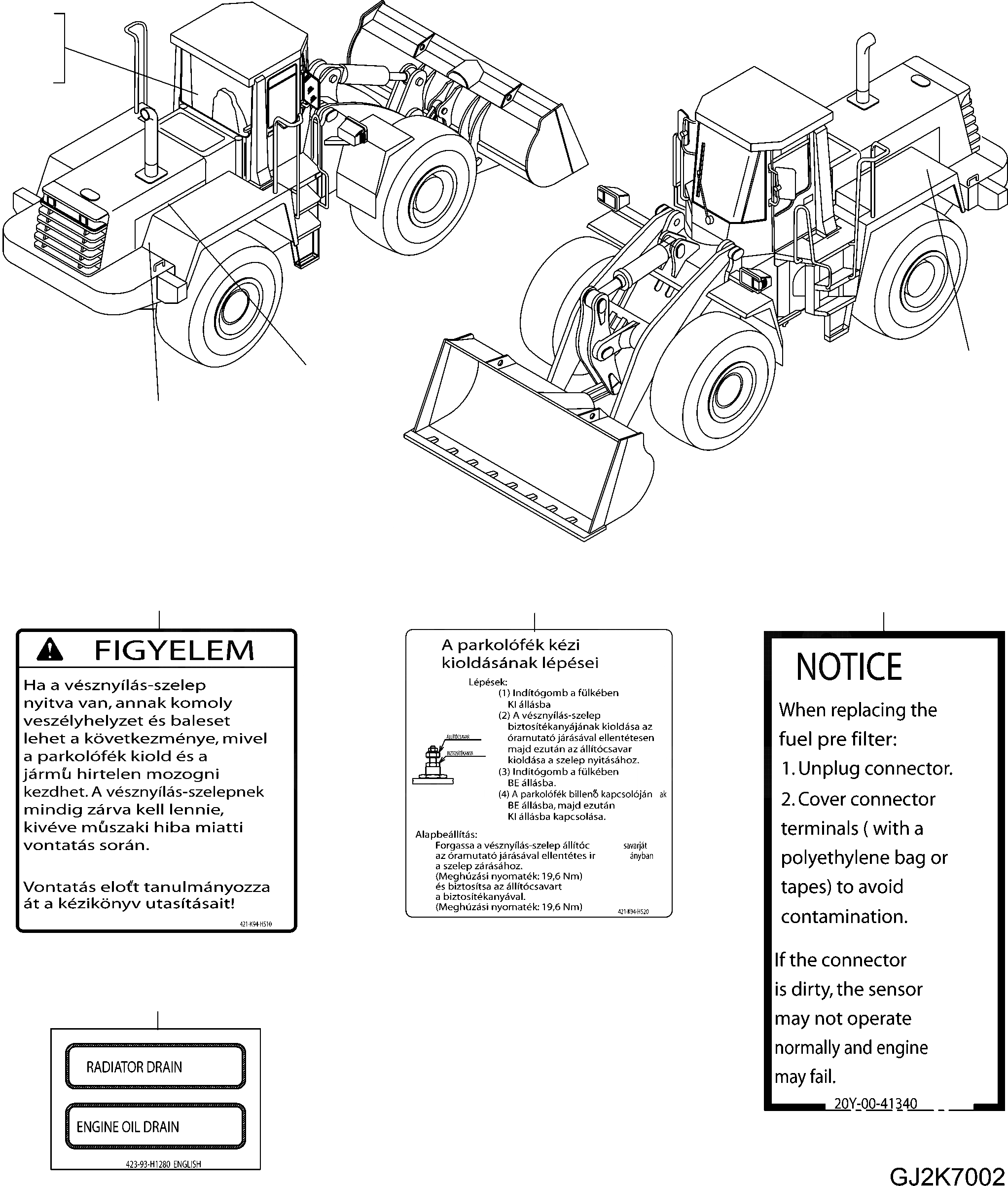 Схема запчастей Komatsu WA470-6 LC - ТАБЛИЧКИ (HUNGARIAN) U МАРКИРОВКА