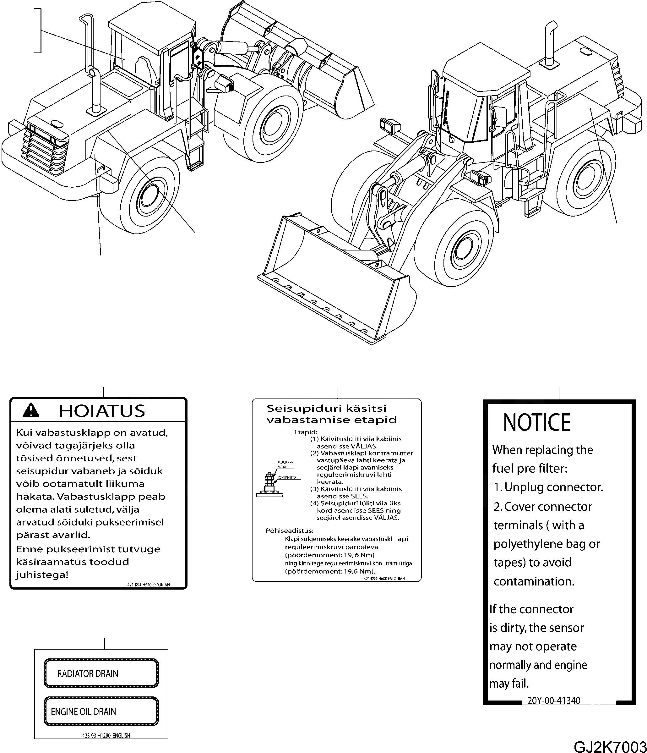 Схема запчастей Komatsu WA470-6 LC - ТАБЛИЧКИ (ESTONIAN) U МАРКИРОВКА