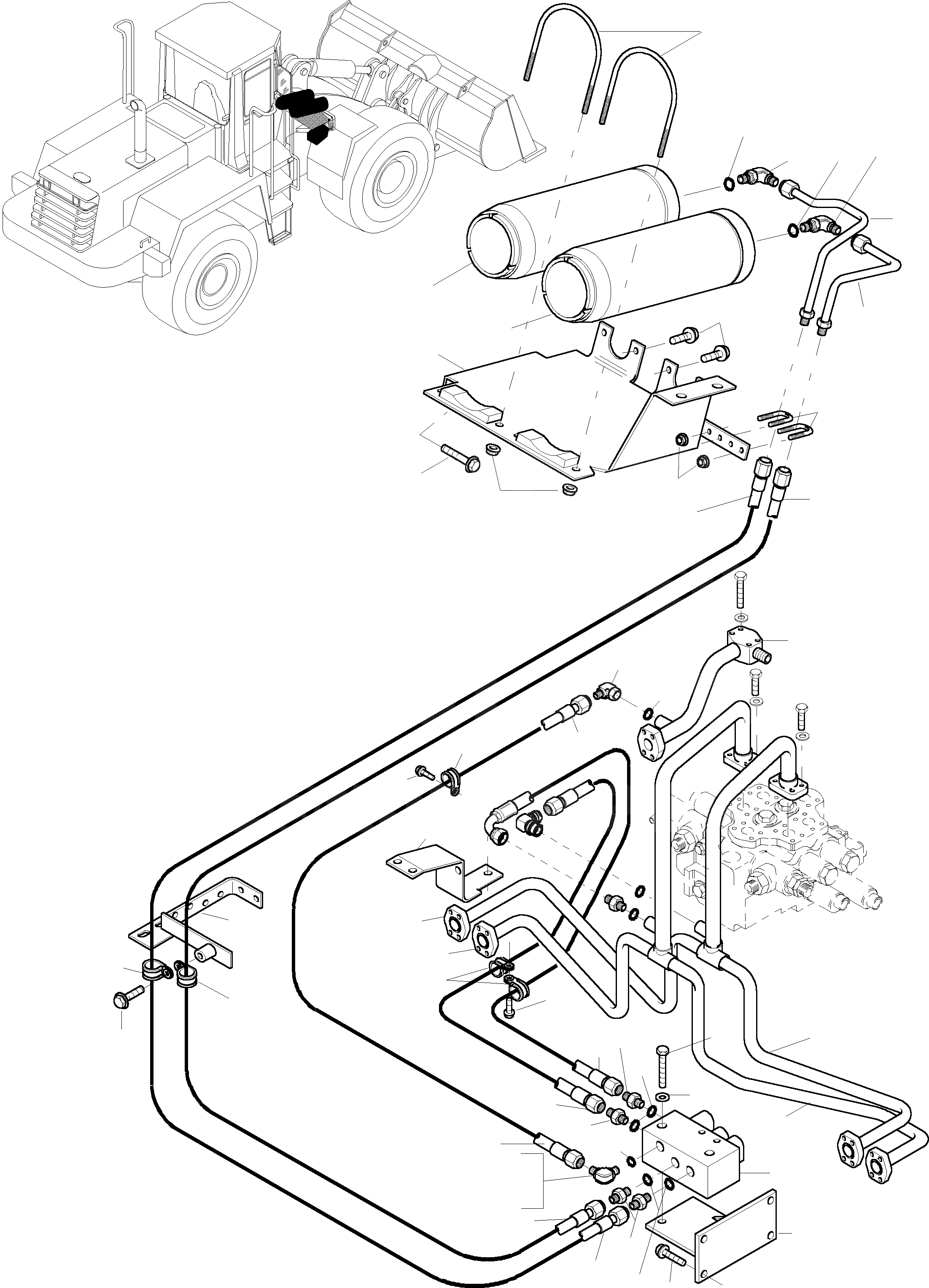 Схема запчастей Komatsu WA470-3 - E.C.S.S PRESSURE БАК,СОЛЕНОИДНЫЙ КЛАПАН И PIPES ОБОРУД-Е