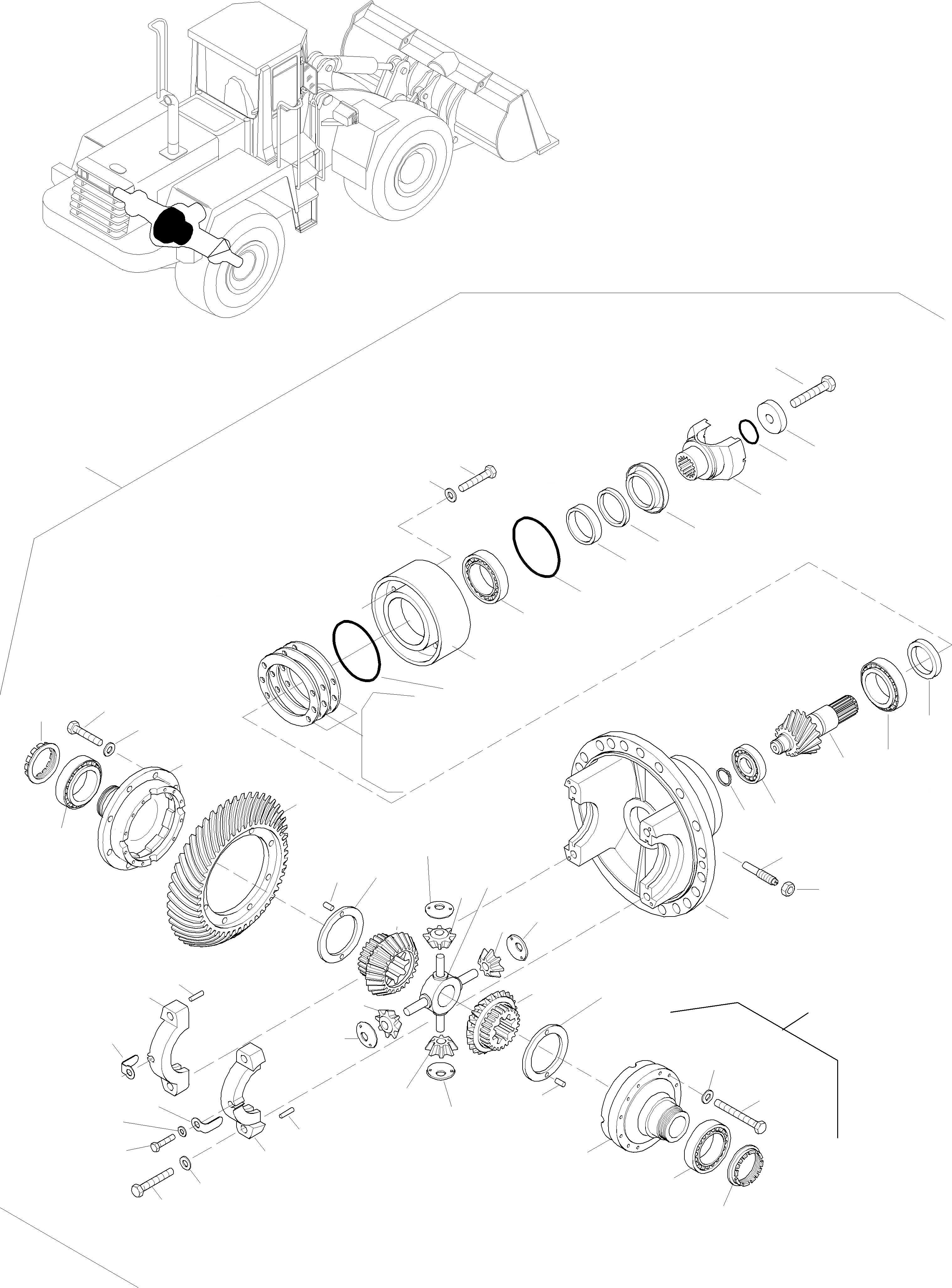 Схема запчастей Komatsu WA470-3 - ДИФФЕРЕНЦ., БЕЗ EXCLUDER СИСТЕМА ЗАДН. МОСТ