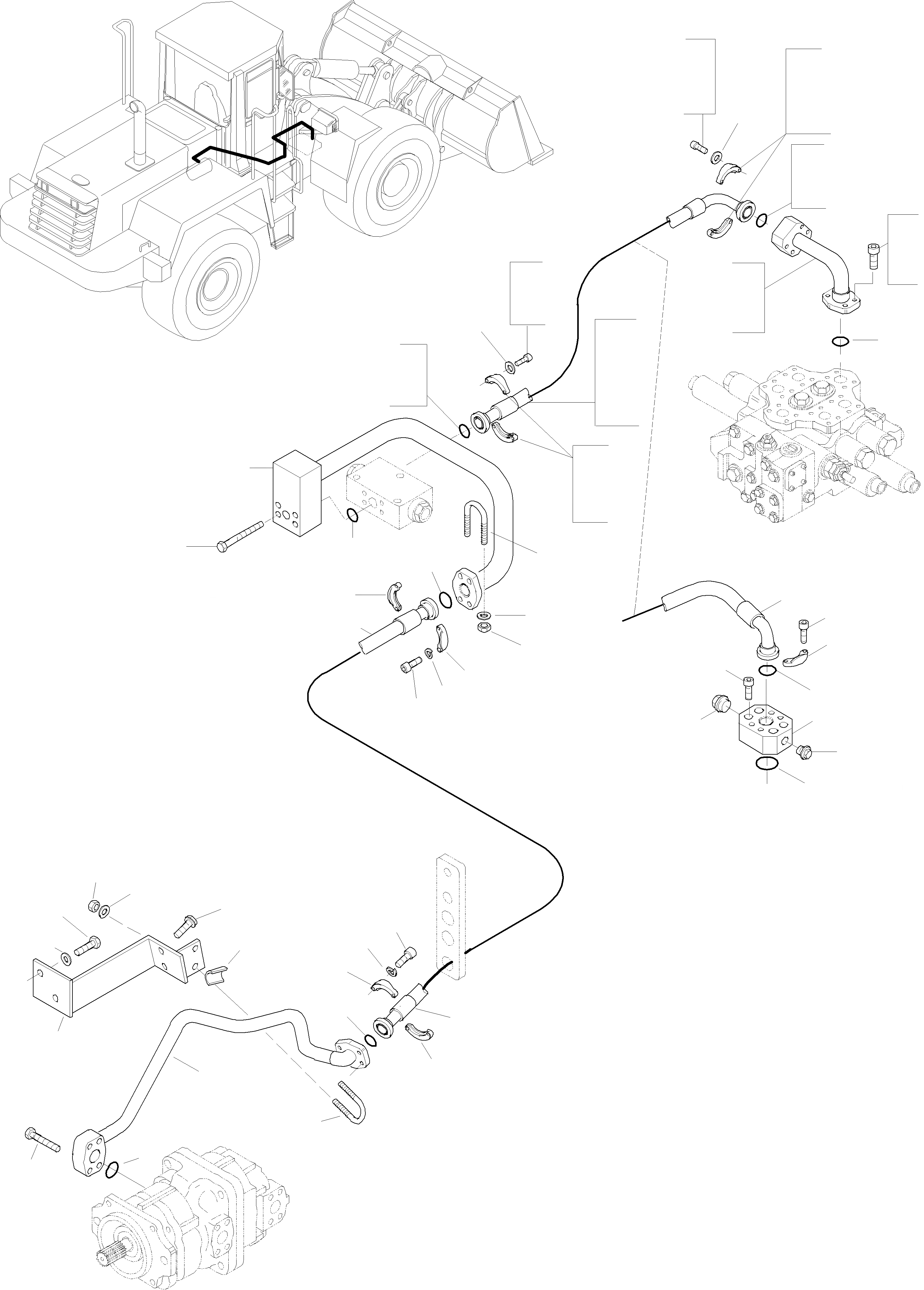 Схема запчастей Komatsu WA470-3 - PRESSURE ТРУБЫS - УПРАВЛЯЮЩ. КЛАПАН ГИДРАВЛИКА