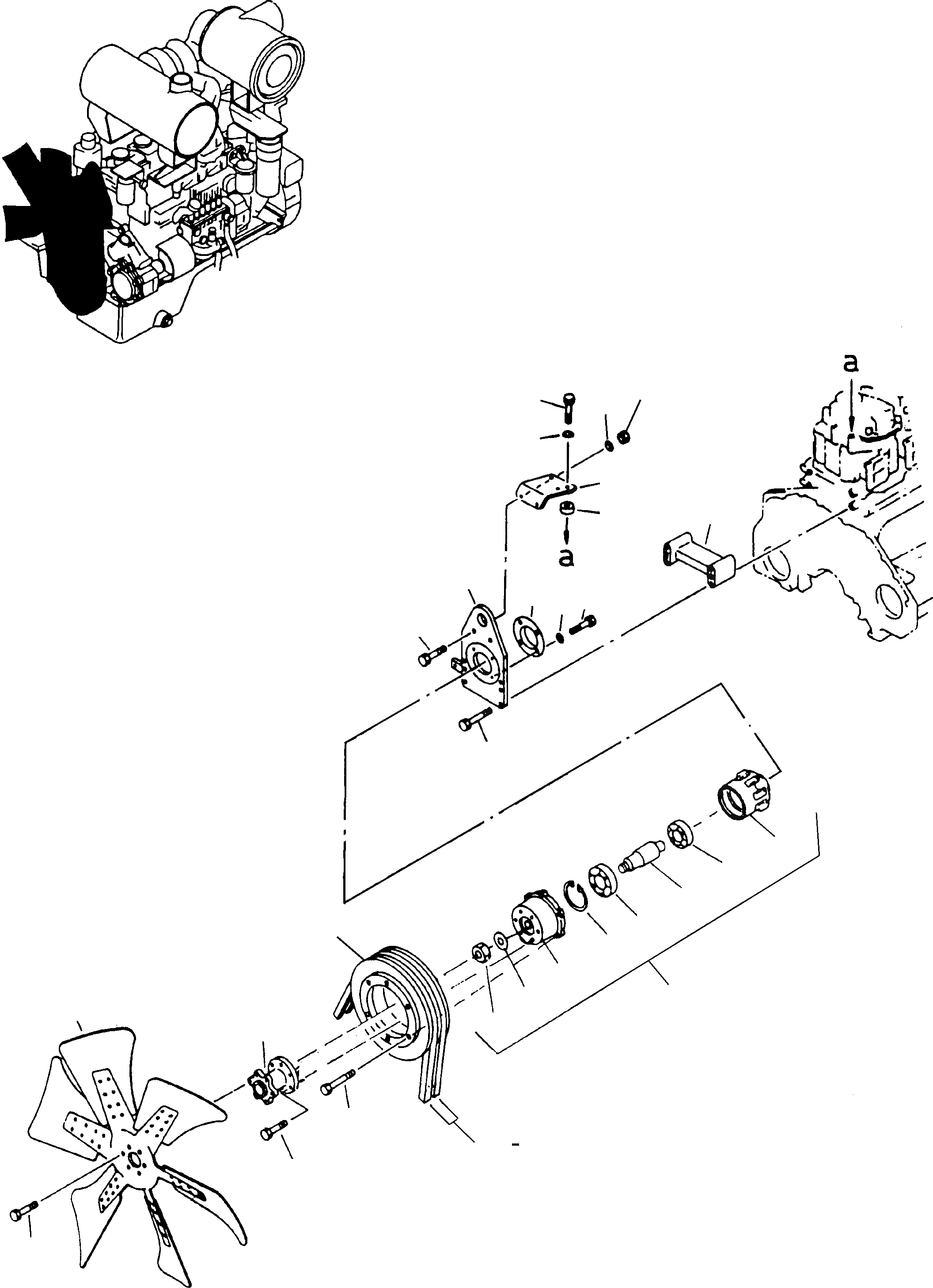 Схема запчастей Komatsu WA470-3 - ВЕНТИЛЯТОР, НАТЯЖИТЕЛЬ РЕМНЯ ДВИГАТЕЛЬ, КРЕПЛЕНИЕ ДВИГАТЕЛЯ