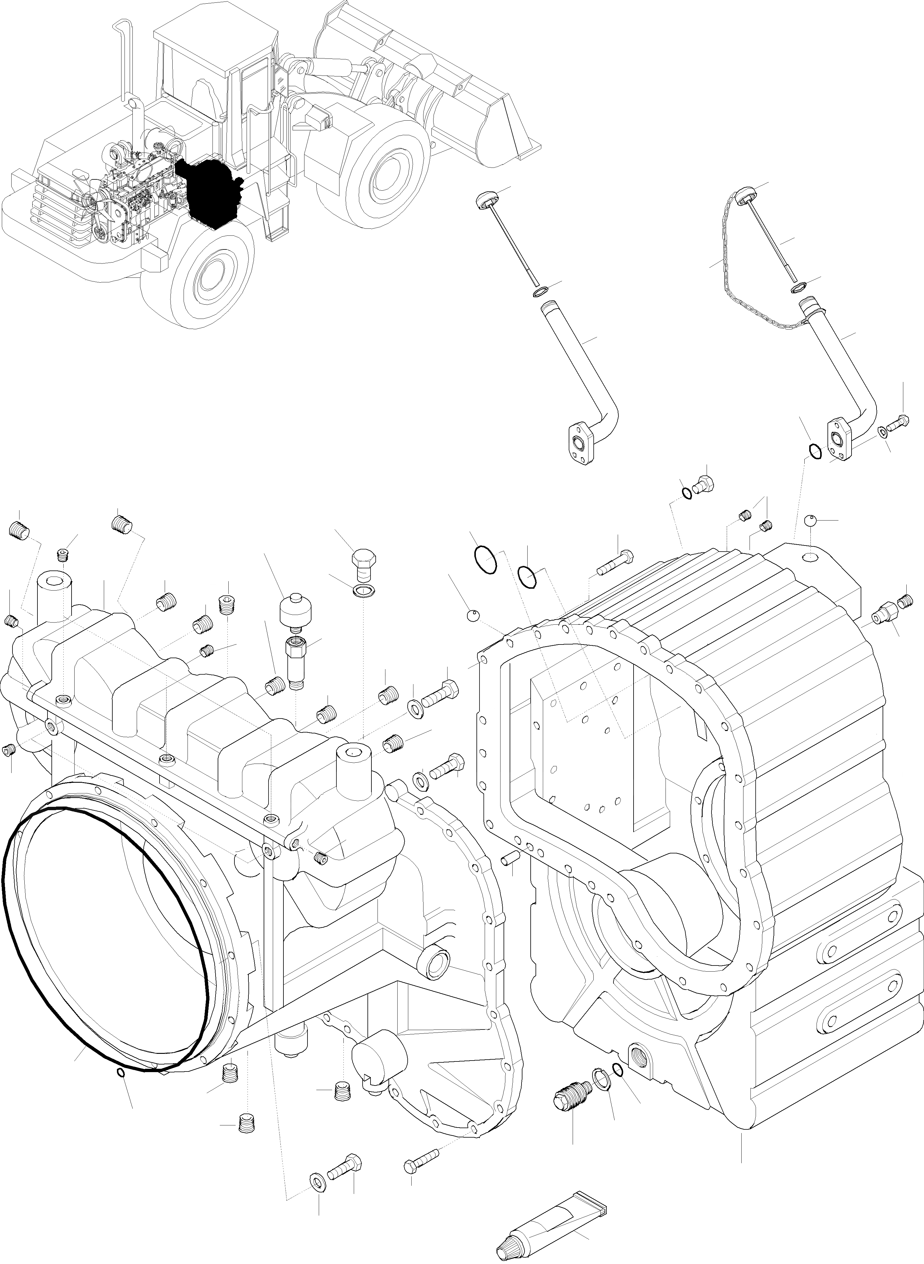 Схема запчастей Komatsu WA470-3 - POWERSHIFT ТРАНСМИССИЯ, КОЖУХ И КОМПОНЕНТЫ ТРАНСМИССИЯ, КРЕСТОВИНА