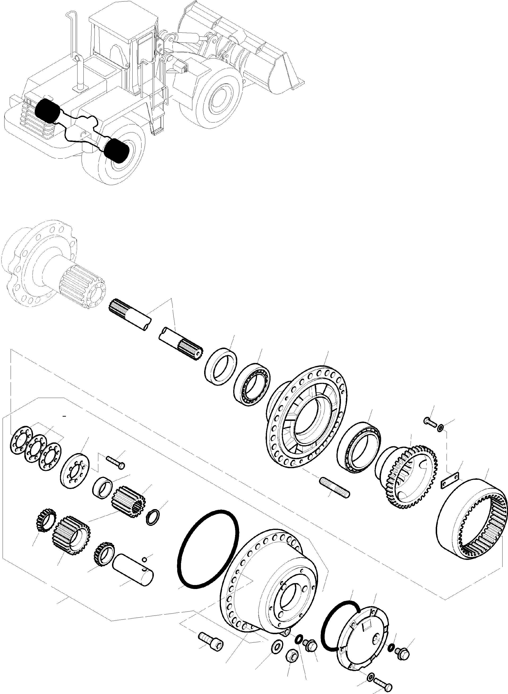 Схема запчастей Komatsu WA470-3 - PLANETARY ПРИВОД ЗАДН. МОСТ