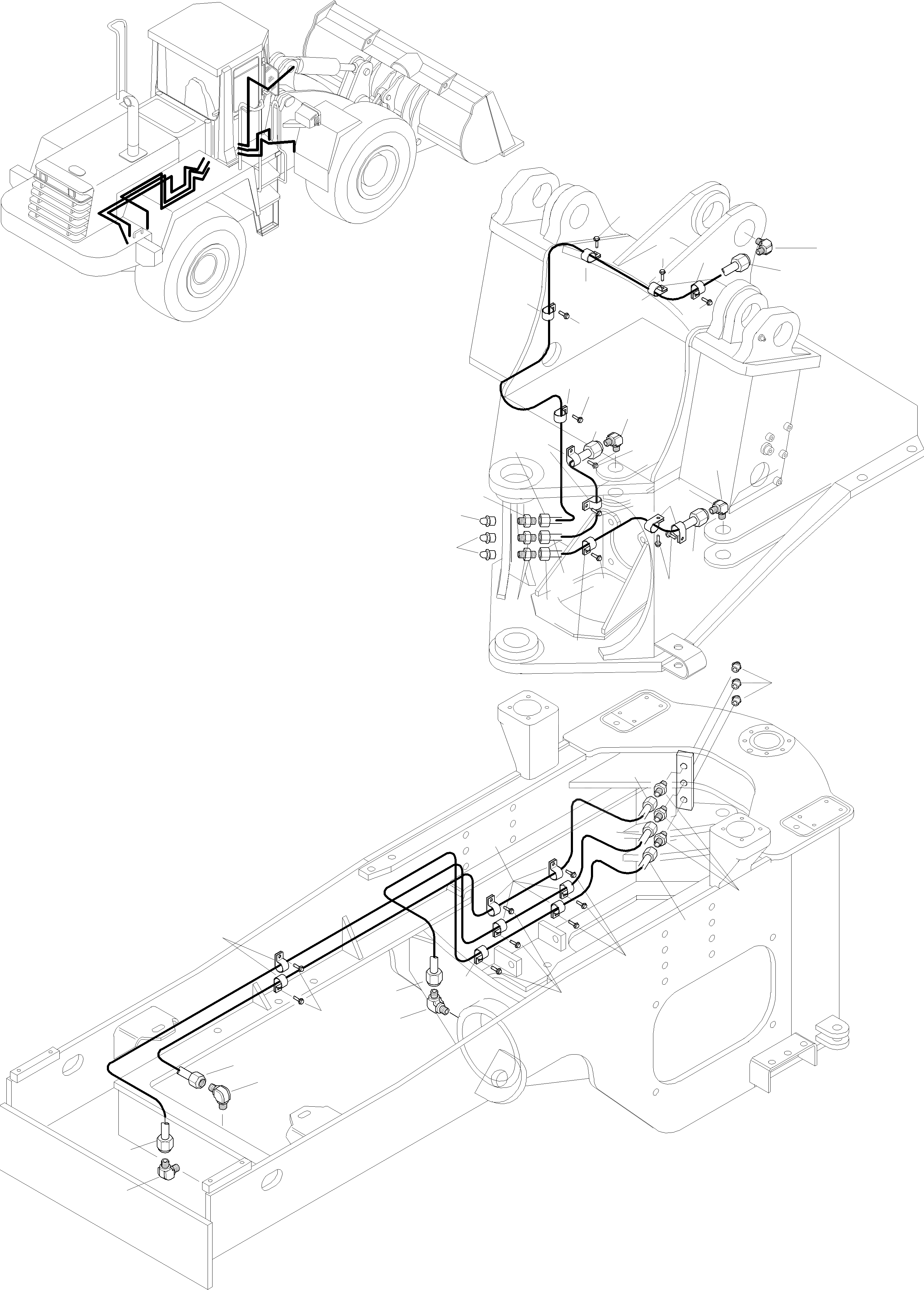 Схема запчастей Komatsu WA470-3 active - ЗАДН. РАМА, СМАЗКА PIPE РАМА