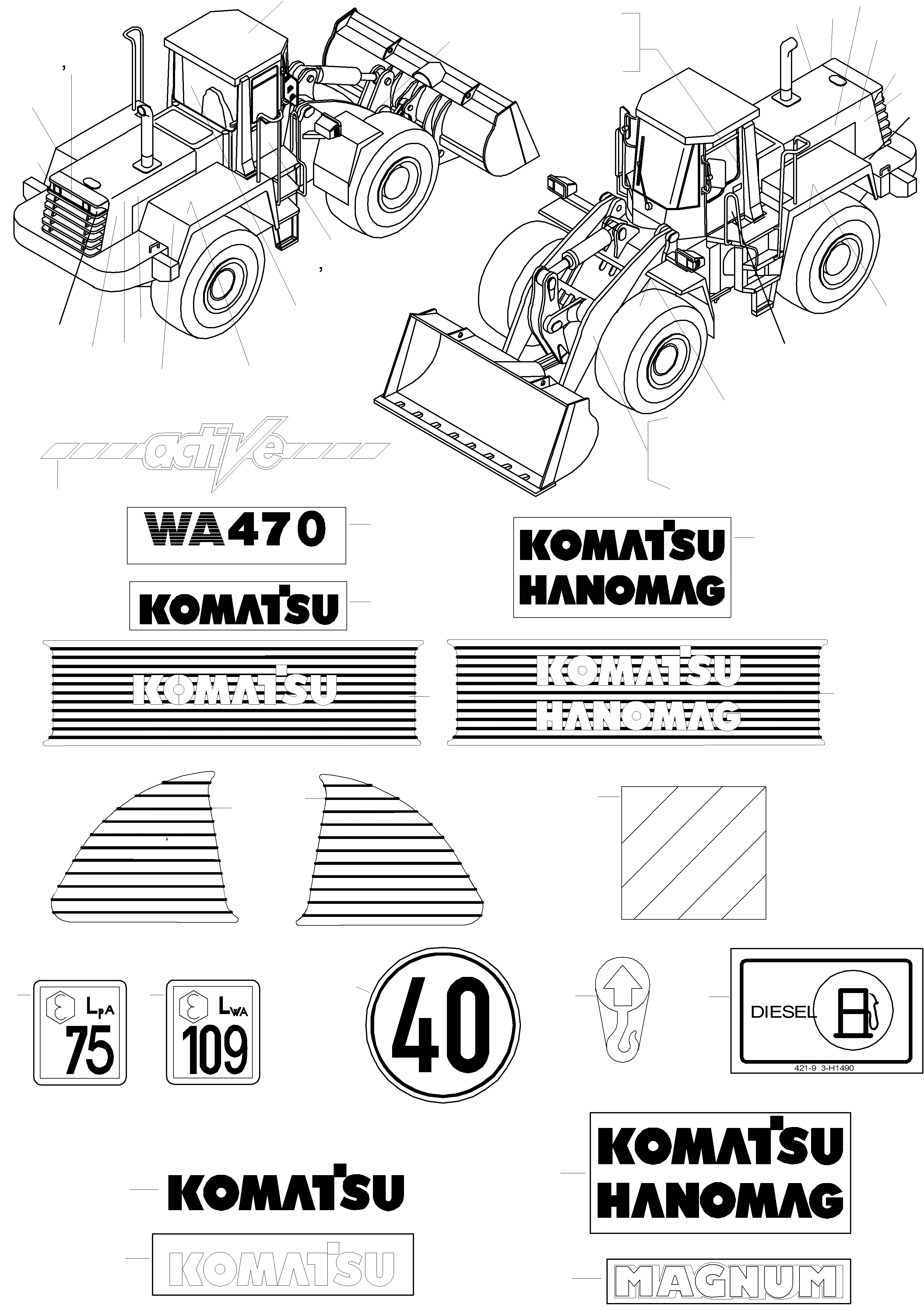 Схема запчастей Komatsu WA470-3 active - БУКВЕНН. ИНСТРУМЕНТ, АКСЕССУАРЫ, БУКВЕНН.