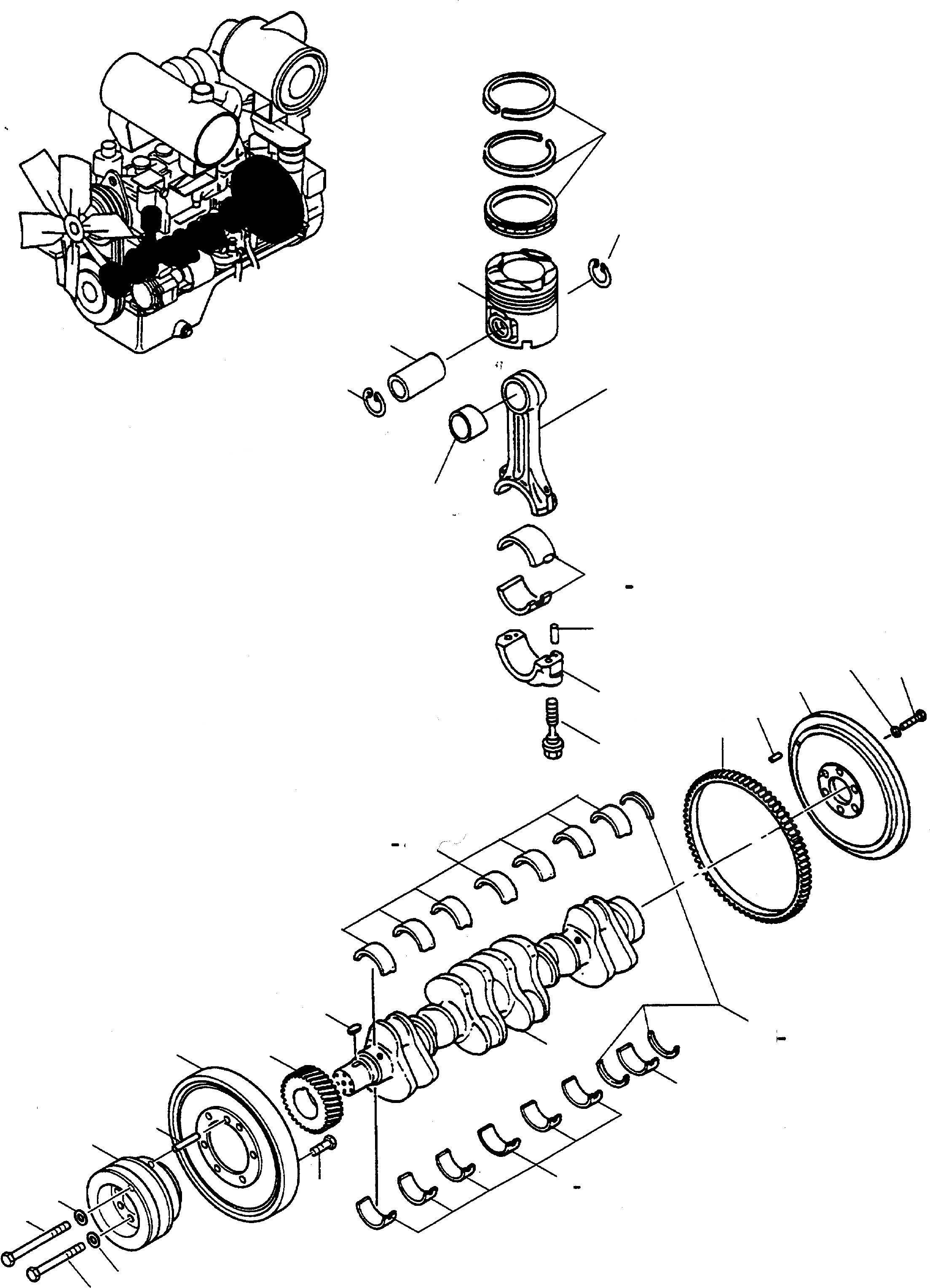 Схема запчастей Komatsu WA470-5 - CRANK ASSEMBLY ДВИГАТЕЛЬ, КРЕПЛЕНИЕ ДВИГАТЕЛЯ