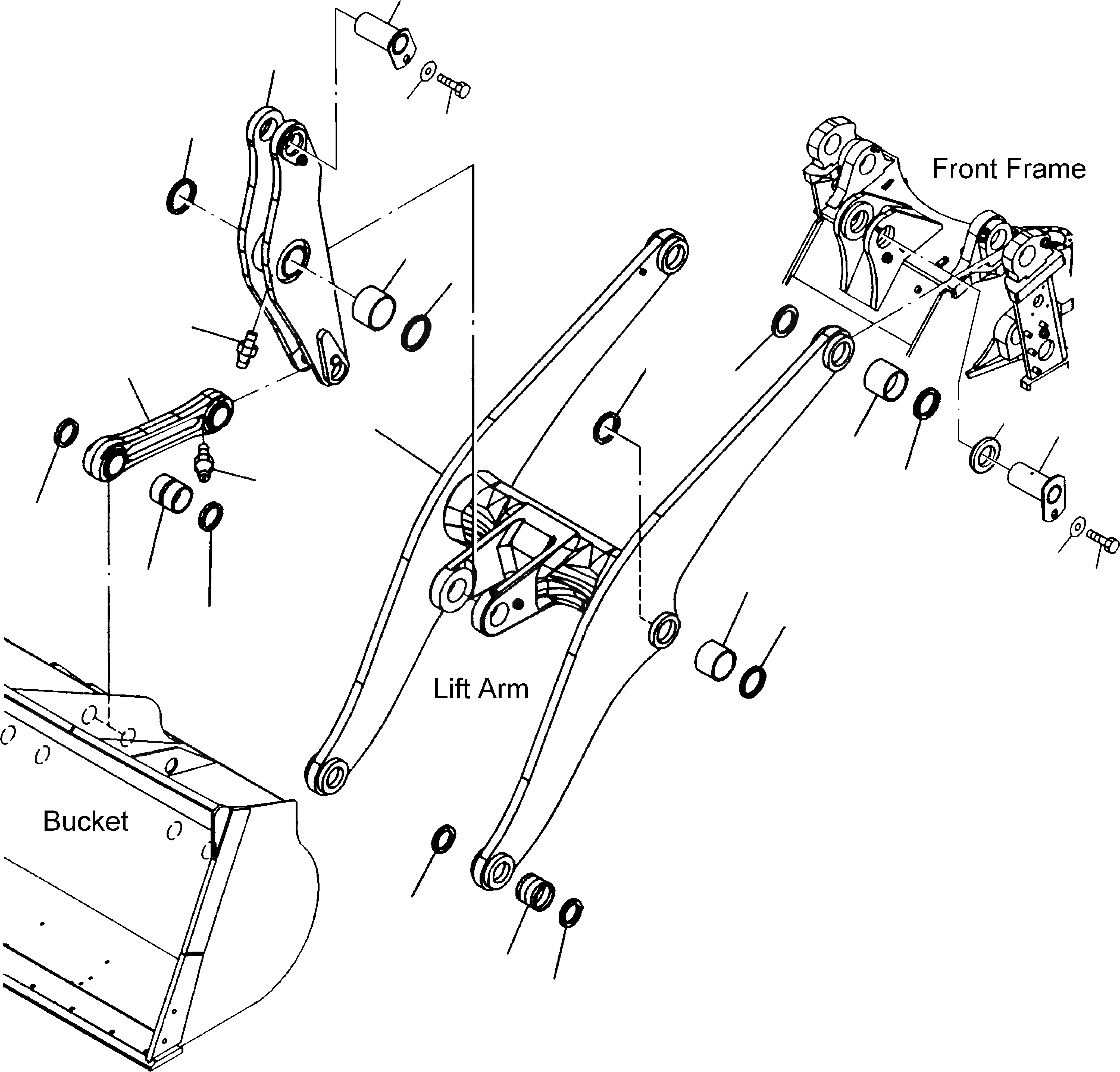 Схема запчастей Komatsu WA470-5 - СТРЕЛА СТРЕЛА, THRUST РАМА - РУКОЯТЬ