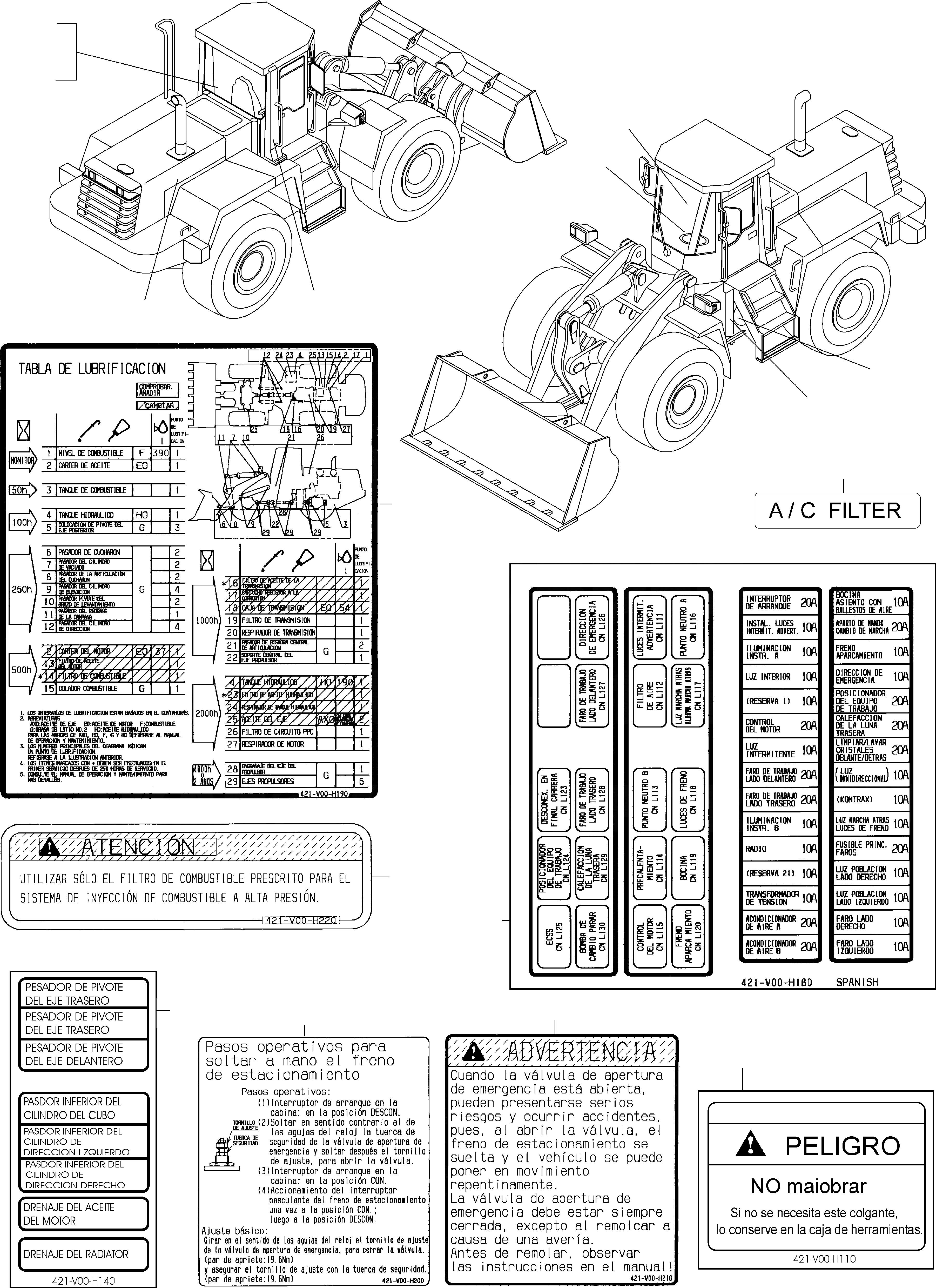 Схема запчастей Komatsu WA470-5 - ТАБЛИЧКИS, ИСПАНИЯ ИНСТРУМЕНТ, АКСЕССУАРЫ, БУКВЕНН.