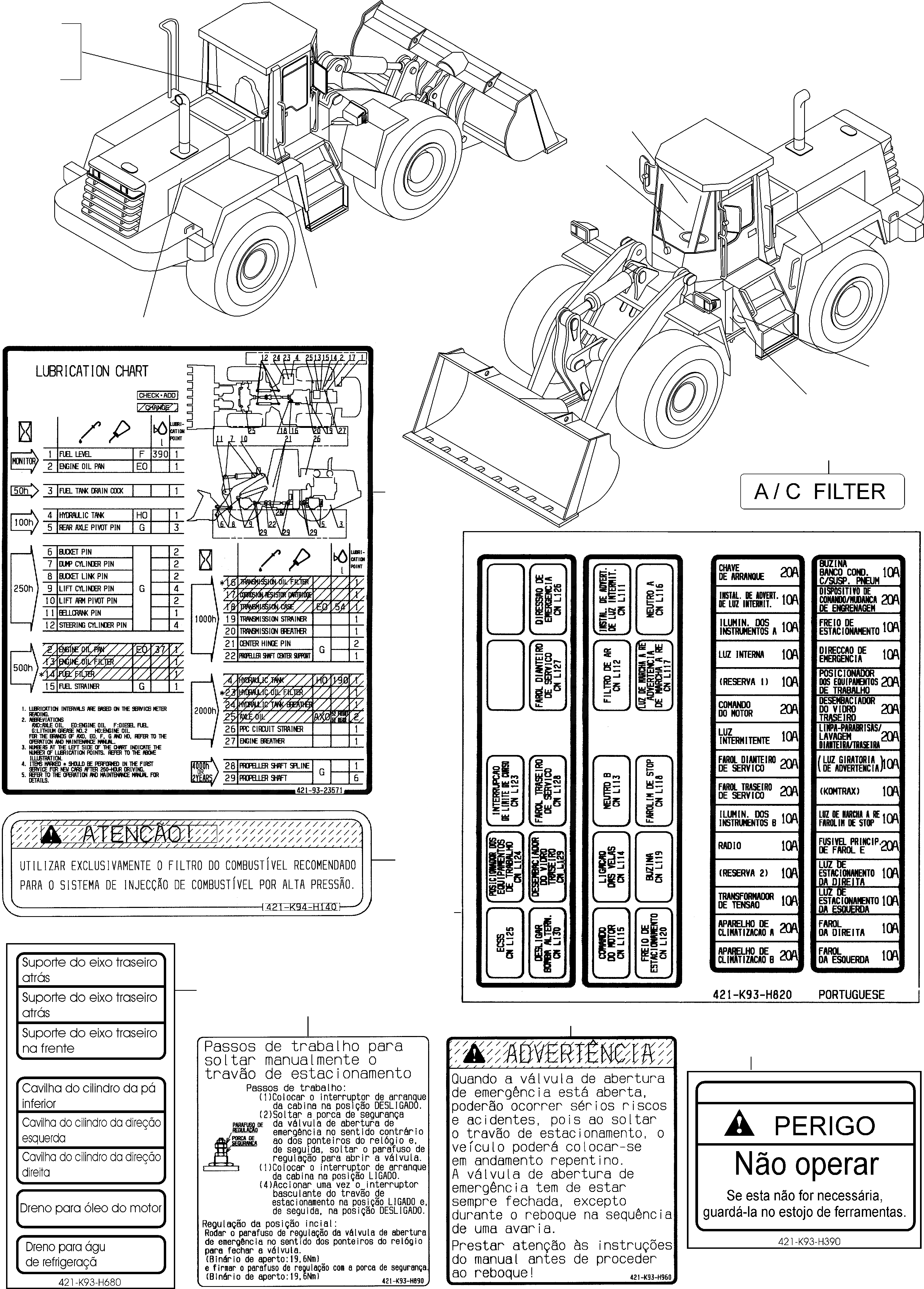 Схема запчастей Komatsu WA470-5 - ТАБЛИЧКИS, ПОРТУГАЛ. ИНСТРУМЕНТ, АКСЕССУАРЫ, БУКВЕНН.